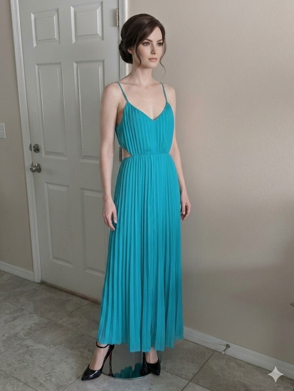 Express Elegant Teal Cutout Maxi Dress
